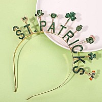 Cealxheny St Patricks Day Headbands, Glitter Rhinestone Shamrock Headbands Lucky Irish Hairbands St Patricks Day Accessories (Stparticks Day)