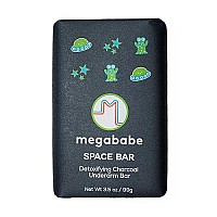 Megababe Underarm Bar Soap - Space Bar With Detoxifying Charcoal For Odor Control 35 Oz