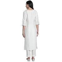 Janasya Women's Off-White Poly Silk Solid Kurta with Pant and Dupatta(SET268-KR-NP-L)