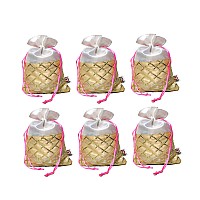 2Ds Gota Work Silk Potli Bags For Return Gifts (Set Of 6) Batwa For Gifting Purpose. Wedding Gift Potli/Jewellery Pouch, Shagun Potli Set, Ideal Handbag Potli For Diwali Gift Packing Colour_Offwhite