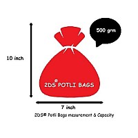 2Ds Womens Gota Work Silk Potli Bags For Jewellery, Diwali Gifts Packing (Red) - Set Of 25