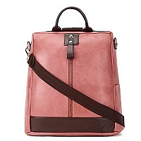 Vismiintrend Women Pink Leather Backpack Handbag For Teen Girls | Everyday Use Ladies Sling Bag Shoulder Purse For Office, College, Travel, Birthday Gift For Wife | Rakhi Gifts For Sisters, Bhabhi