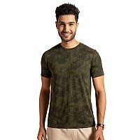 Damensch Mens Regular Fit Cotton Blend Crew Neck Melange Tshirt | Round Neck T Shirts For Men T Shirt For Men T Shirts For Man Tshirt For Men Stylish-Battle Green-L