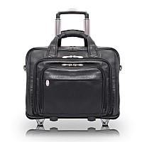 I Series Gold Coast 17 Leather Patented Detachable Wheeled Laptop Briefcase Black