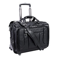 S Series West Town 17 Leather Flythrough Checkpointfriendly Patented Detachable Wheeled Laptop Briefcase Black