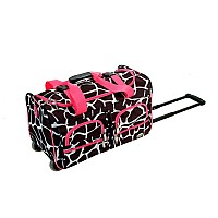 22 Inch Rolling Duffle Bag Pink Giraffe