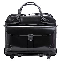 W Series Lakewood 15 Leather Flythrough Checkpointfriendly Patented Detachable Wheeled Ladies Laptop Briefcase Black