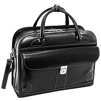 W Series Lakewood 15 Leather Flythrough Checkpointfriendly Patented Detachable Wheeled Ladies Laptop Briefcase Black