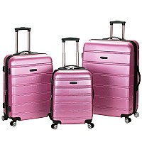 Rockland Melbourne Hardside Expandable Spinner Wheel Luggage Pink 3Piece Set 202428