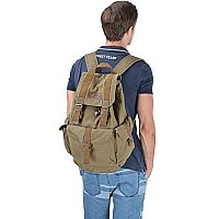 Gootium 21101Amg Specially High Density Thick Canvas Backpack Rucksack Army Green Large