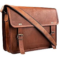 Leather Messenger Bag For Men Women Full Grain Leather Laptop Satchel Office Shoulder Bag By Rustic Town 14 Inch Brown