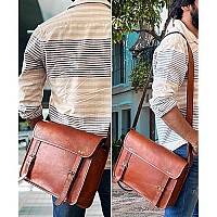 Leather Messenger Bag For Men Women Full Grain Leather Laptop Satchel Office Shoulder Bag By Rustic Town 14 Inch Brown