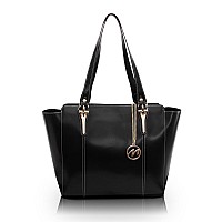 M Series Alicia Leather Ladies Tote With Tablet Pocket Black