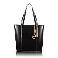 M Series Cristina Leather Ladies Tote With Tablet Pocket Black