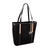 M Series Cristina Leather Ladies Tote With Tablet Pocket Black