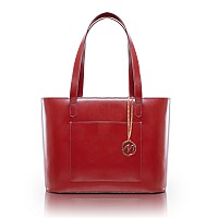 M Series Alyson Leather Ladies Tote With Tablet Pocket Red