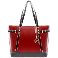 M Series Serafina Leather Ladies Tote With Tablet Pocket Red