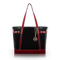 M Series Serafina Leather Ladies Tote With Tablet Pocket Black