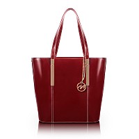 M Series Cristina Leather Ladies Tote With Tablet Pocket Red