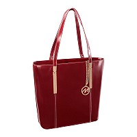 M Series Cristina Leather Ladies Tote With Tablet Pocket Red