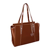 M Series Aldora Leather Ladies Tote With Tablet Pocket Brown