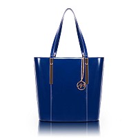 M Series Cristina Leather Ladies Tote With Tablet Pocket Navy