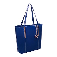 M Series Cristina Leather Ladies Tote With Tablet Pocket Navy