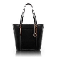 M Series Deva Leather Ladies Tote With Tablet Pocket Black