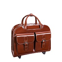 L Series Davis 15 Leather Wheeled Ladies Laptop Briefcase Brown