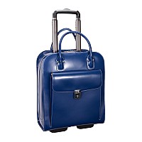 L Series Uptown 15 Leather Vertical Wheeled Ladies Laptop Briefcase Navy