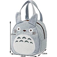 My Neighbor Totoro Die Cut Lunch Bag With Zip Closure Totoro Grey