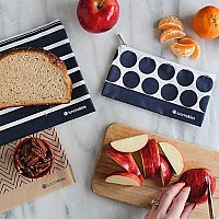 Lunchskins Reusable Zippered 2Pack Set Food Storage Bags 1 Sandwich 1 Snack Navy Stripe