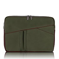 N Series Crescent 14 Nylon Laptop Sleeve With Leather Trim Green