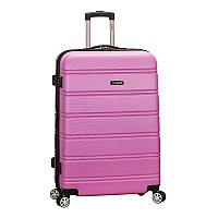 Rockland Melbourne Hardside Expandable Spinner Wheel Luggage Pink Checkedlarge 28Inch