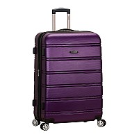 Rockland Melbourne Hardside Expandable Spinner Wheel Luggage Purple Checkedlarge 28Inch