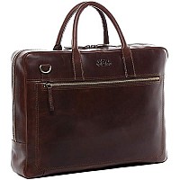 Sid Vain Laptop Bag Dixon Large Business Briefcase Real Leather Portable Computer Office Leather Bag Unisex Brown