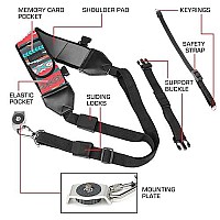 Usa Gear Camera Sling Shoulder Strap With Adjustable Neoprene Safety Tether Accessory Pocket Quick Release Buckle Compatibl