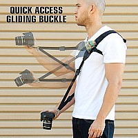 Usa Gear Camera Sling Shoulder Strap With Adjustable Neoprene Safety Tether Accessory Pocket Quick Release Buckle Compatibl