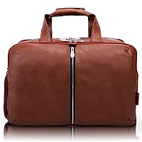 U Series Avondale 19 Leather Triple Compartment Carryall Travel Laptop Duffel Brown