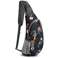 G4Free Sling Bags Men And Women Shoulder Backpack Small Cross Body Chest Sling Backpackblack Base Floral