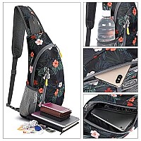 G4Free Sling Bags Men And Women Shoulder Backpack Small Cross Body Chest Sling Backpackblack Base Floral