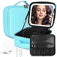 Momira Travel Cosmetic Train Case With Lighted Mirror 3 Color Scenarios Cosmetic Bag Organizer With Adjustable Dividers Makeup S