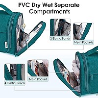 Narwey Large Hanging Toiletry Bag For Women Men Travel Makeup Bag Organizer Toiletries Bag Dry Wet Separation Teal