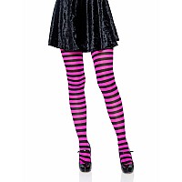 Nylon Stripe Tights Os Black