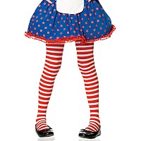 Girl Stripe Tights Xlarge Red