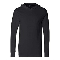 Bella Canvas Unisex Jersey Hooded Long Sleeve Tee Black Xs