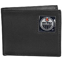 Edmonton Oilers Leather Bifold Wallet Packaged In Gift Box