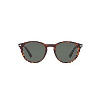 Persol PO3152S Round Sunglasses, Havana/Green, 49mm