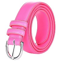 Falari Women Genuine Leather Belt Fashion Dress Belt With Single Prong Buckle 6028Hotpinkxl