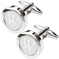 Dannyshi Mens Classic Stainless Steel Initial Cufflinks 26 Alphabet Initial Letter Cufflinks Business Wedding Shirts Az W